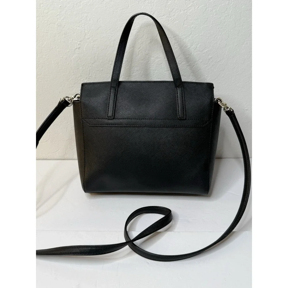Kate Spade Laurel Way Alisanne Black Leather Satchel Purse Career Adjustable
